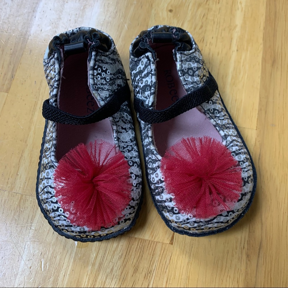Robeez size 3 Slip On, Black, White, Silver, Pink Shoes